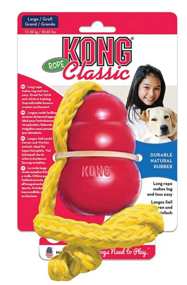 KONG Leksak Kong Classic med rep Röd L 58cm